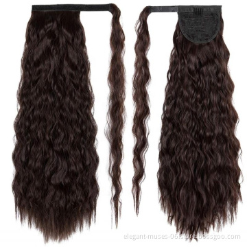 AODALE Hair 22 Inch Long Wavy Multi Color Ponytails Clip In Hairpiece Synthetic Water Wave Ponytail Extensions For Women